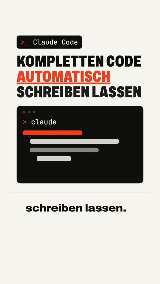 Grafik: Kompletten Code automatisch schreiben lassen, darunter ein Terminal, in dem Code entsteht